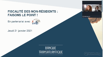 Banque Transatlantique - Webinaire : loi de finances 2021 et fiscalité des non-résidents