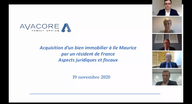 Avacore Family Office - Acquisition d'un bien immobilier à Ile Maurice par un résident de France  - Aspects juridiques et fiscaux
